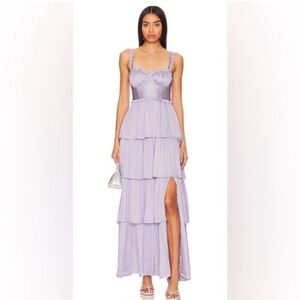 Astr the Label Tempany Tiered Lavender Corset Chemise Maxi Dress - Large